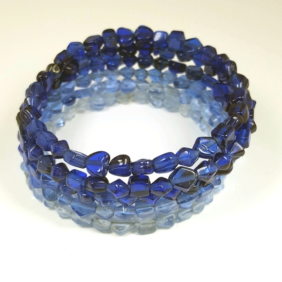 Blue Memory Wire Bracelet - Picture 1 of 4
